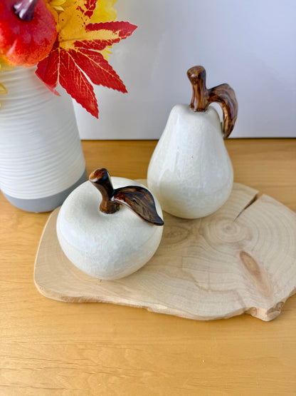 Ceramic Glazed Apple & Pear Ornaments