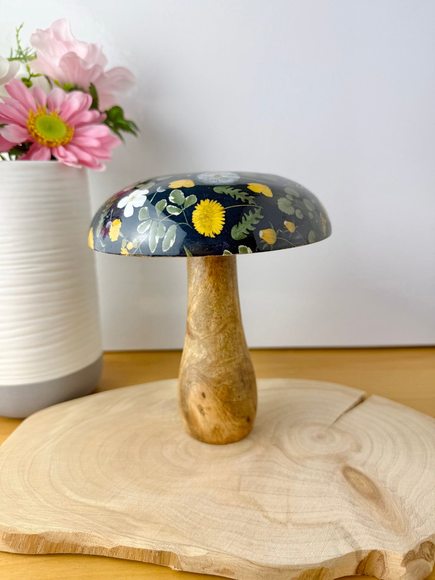 Wooden Mushroom - Floral - 2 sizes