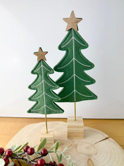 Felt Christmas Trees - Dark Green Pair