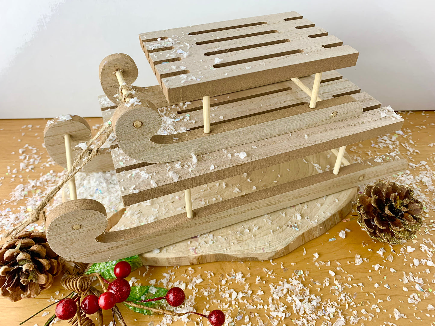 Wooden Festive Sleigh - 2 sizes