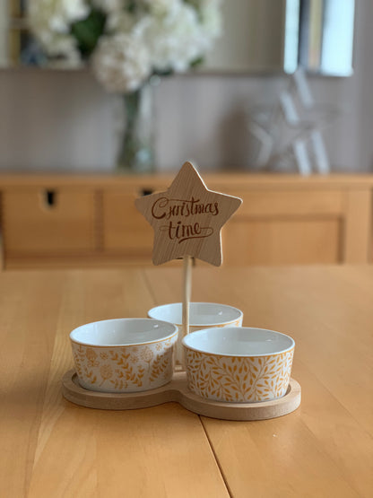 Bamboo Serving Set with Round Bowls