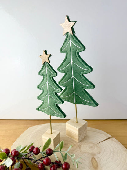 Felt Christmas Trees - Dark Green Pair