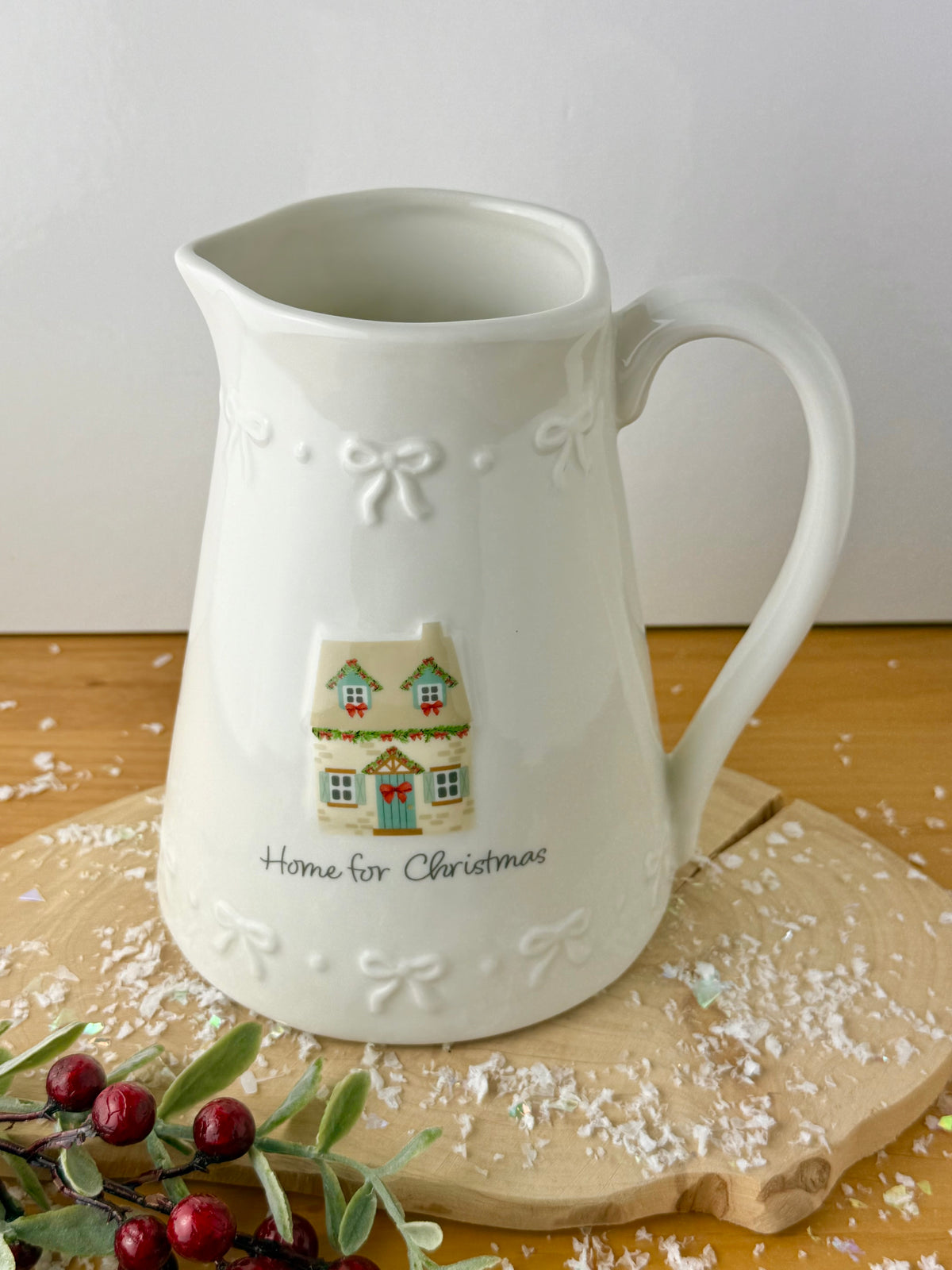 Holly Cottage Christmas Embossed Jug - Home for Christmas