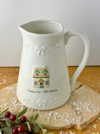 Holly Cottage Christmas Embossed Jug - Home for Christmas