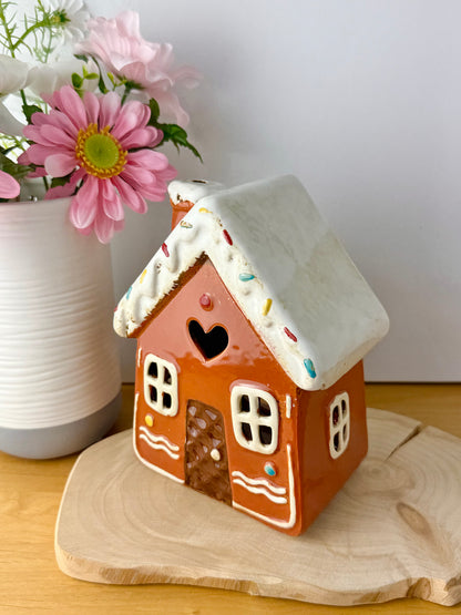 Village Pottery Gingerbread House Tea Light Holder