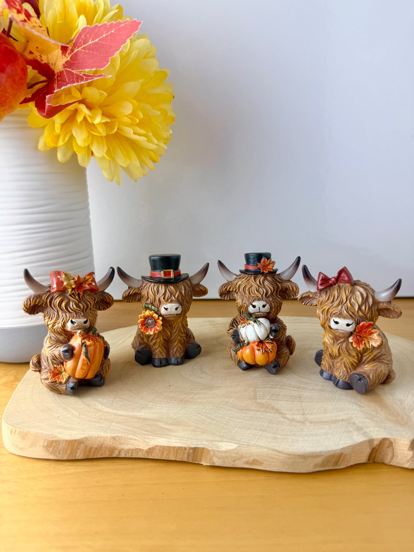 Highland Mini Cows - Pair of Autumn or Halloween Cows