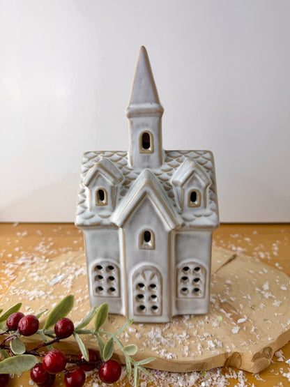 White Light Up Ceramic Church