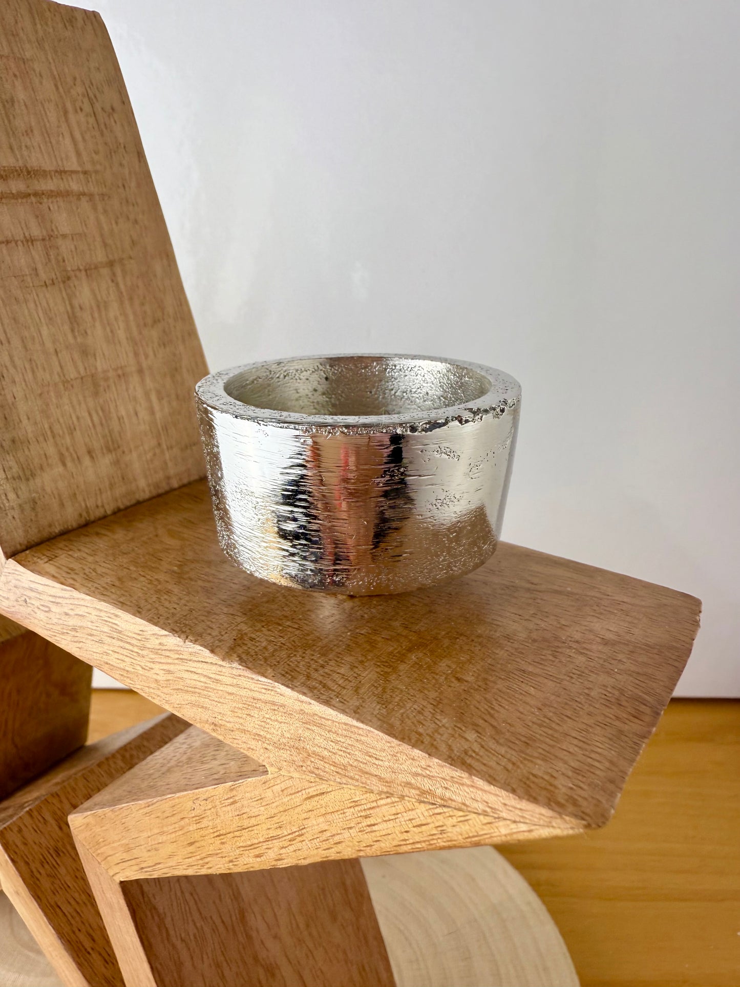 Wooden Star with silver T-light holders