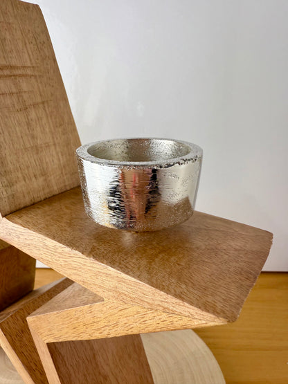 Wooden Star with silver T-light holders