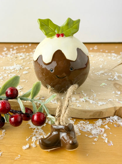 Christmas Pudding Shelf Sitter with dangley legs
