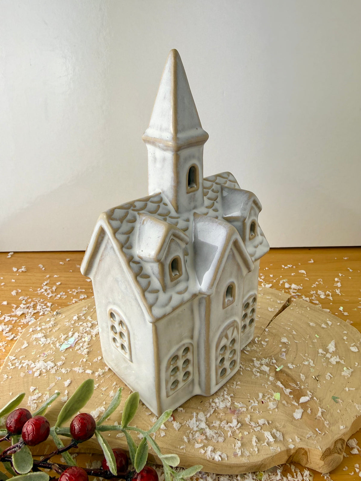 White Light Up Ceramic Church