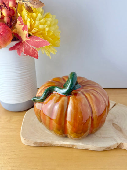 Orange Pumpkin with decorative Green stalk