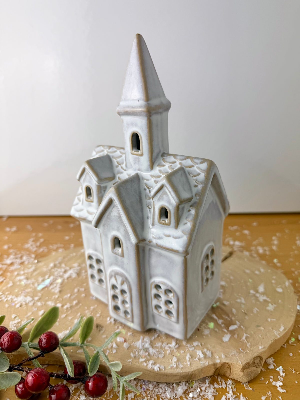 White Light Up Ceramic Church