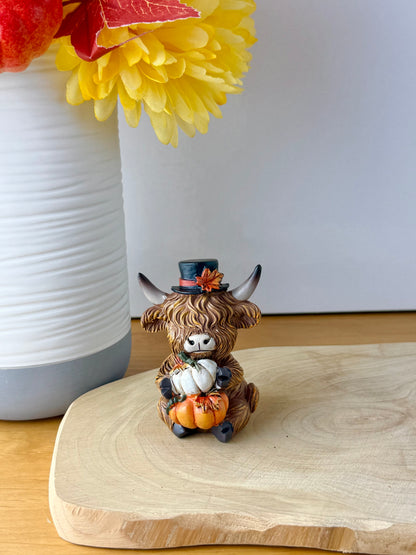 Highland Mini Cows - Pair of Autumn or Halloween Cows