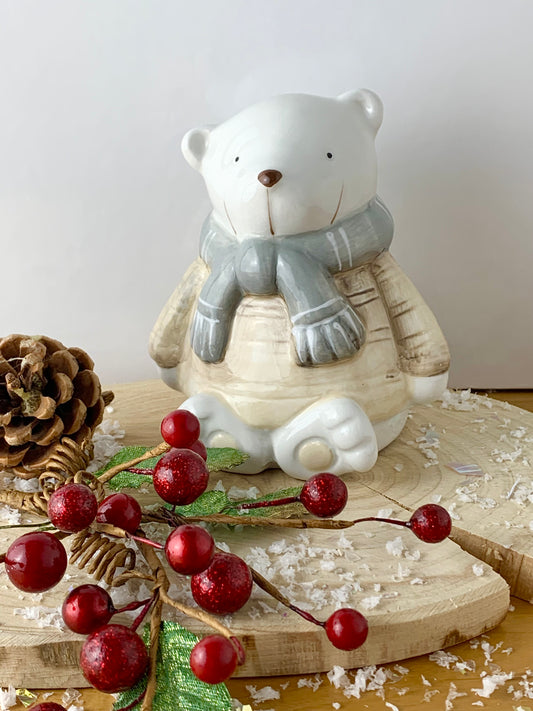 Christmas Polar Bear Grey & White