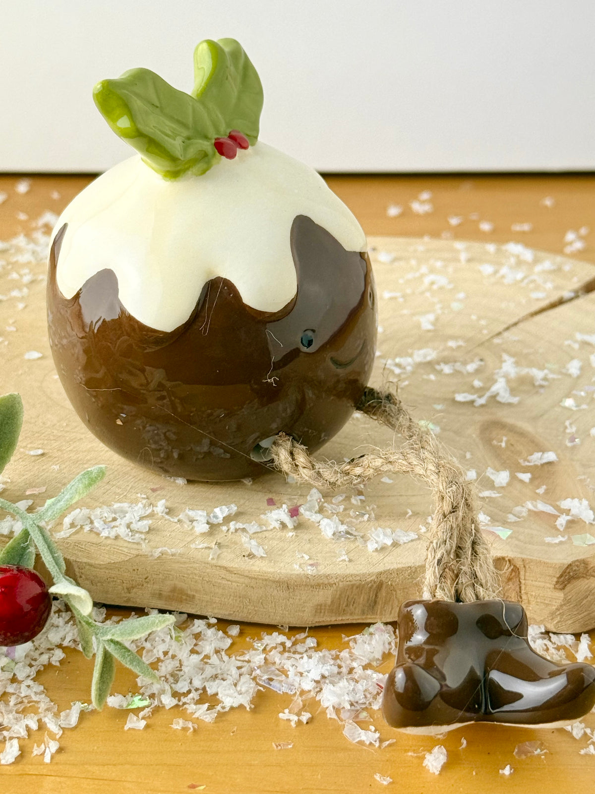 Christmas Pudding Shelf Sitter with dangley legs