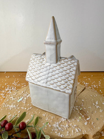 White Light Up Ceramic Church