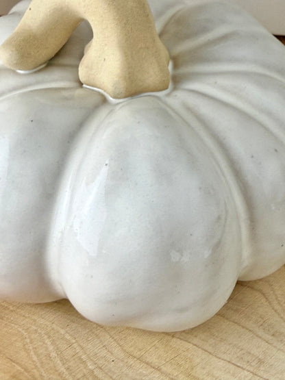 White ceramic glazed pumpkin - 2 sizes