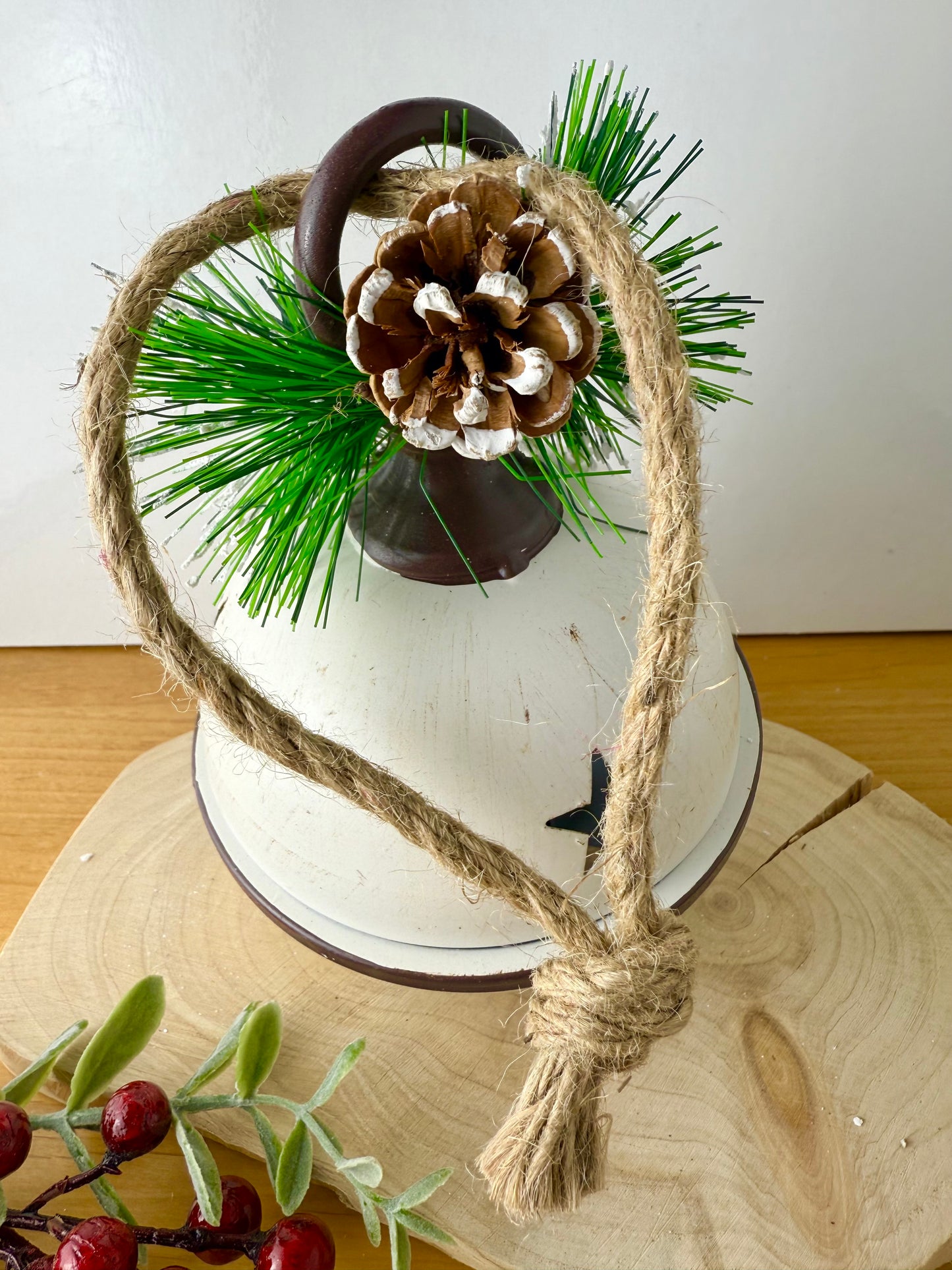 Rustic Metal White Christmas Bell