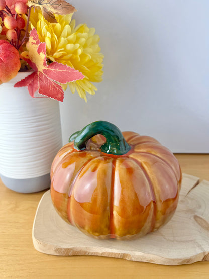 Orange Pumpkin with decorative Green stalk