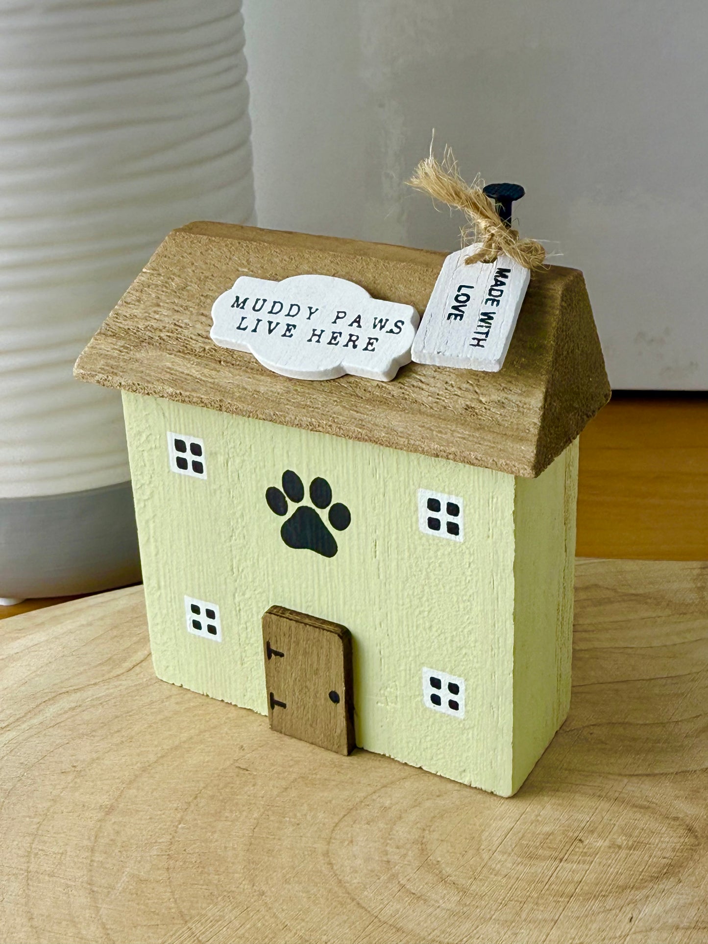 Muddy Paws Green wooden house