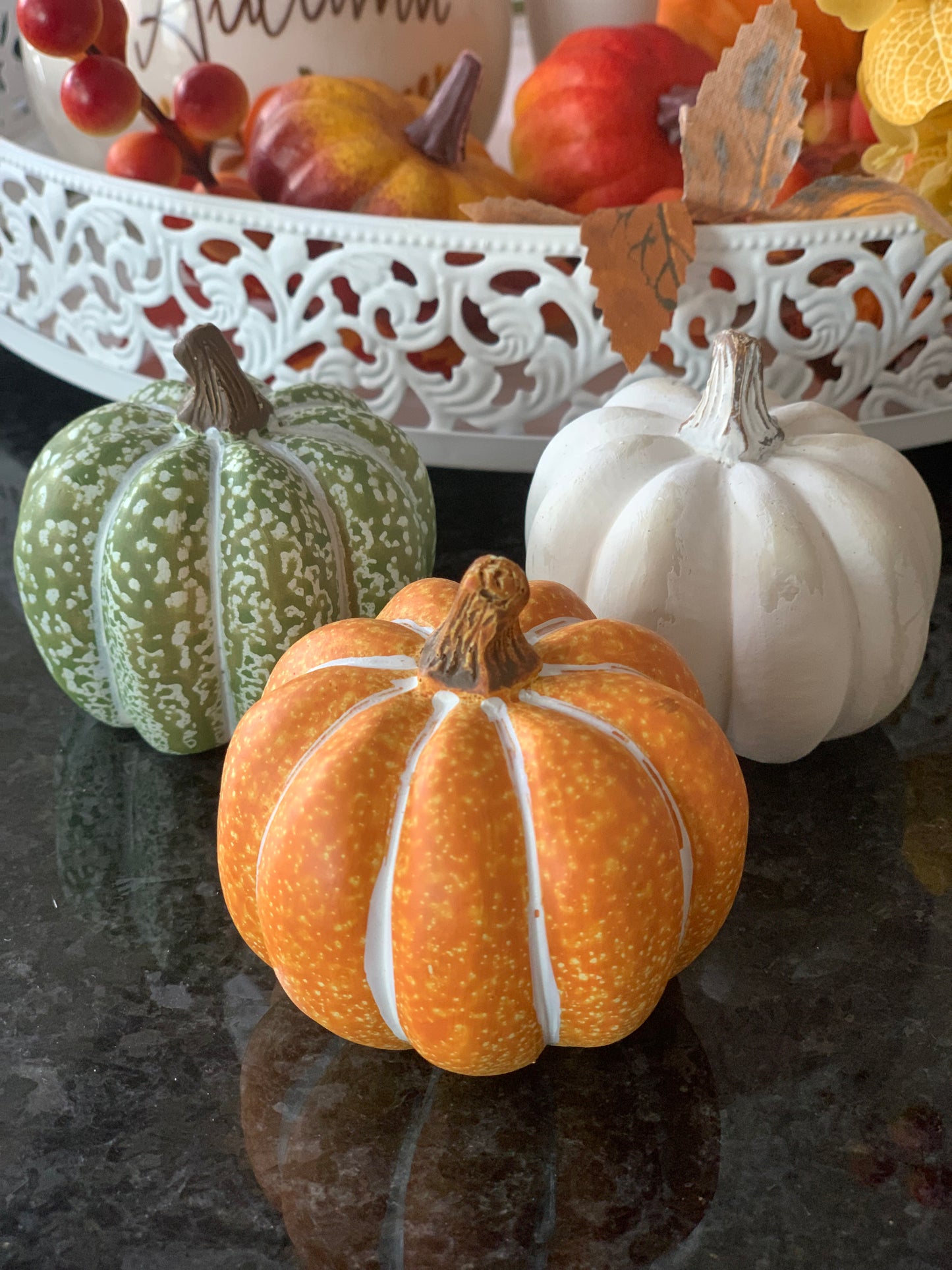 Set of 3 ceramic pumpkins