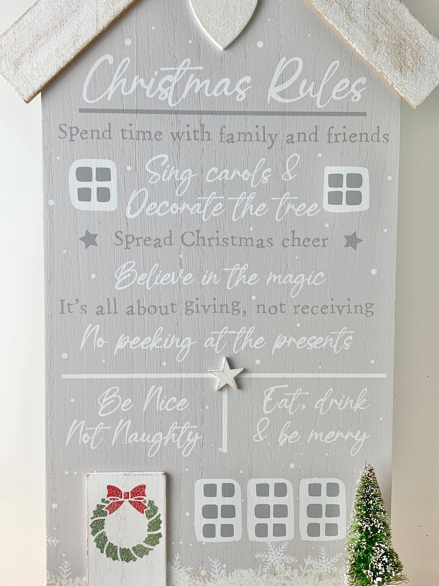 Christmas Rules House Plaque