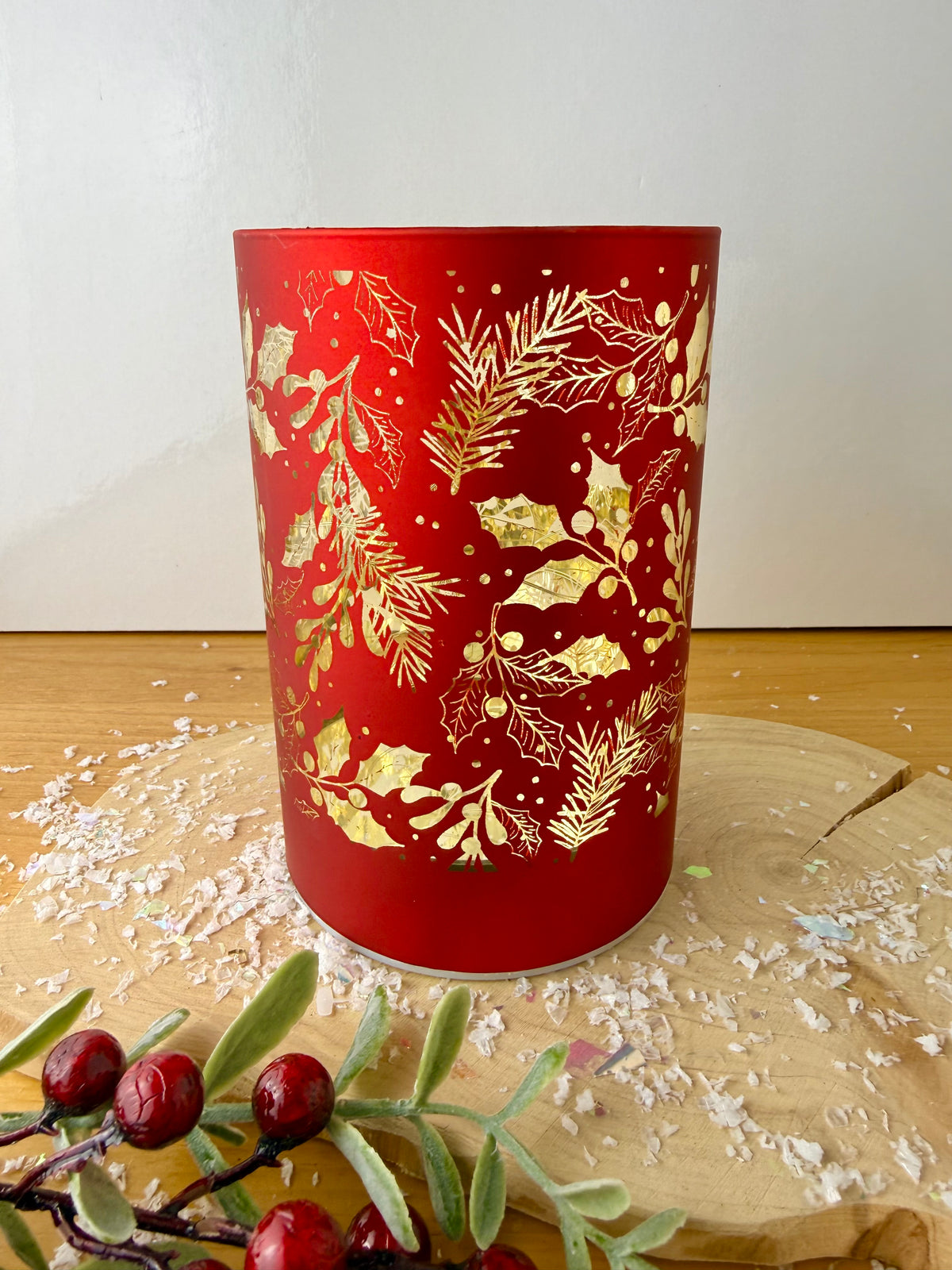 Glow Light Up Holly Lamp - Red & Gold, 2 sizes