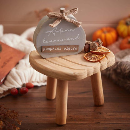 Autumn Leaves 3D Grey Pumpkin Block