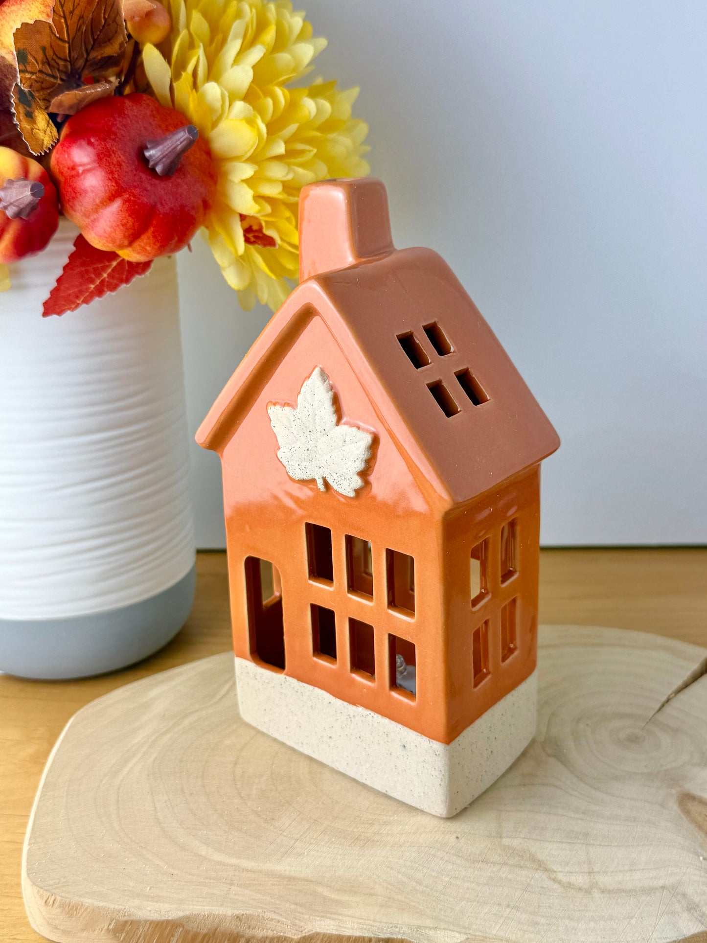Light Up Orange Autumn ceramic houses - 2 designs