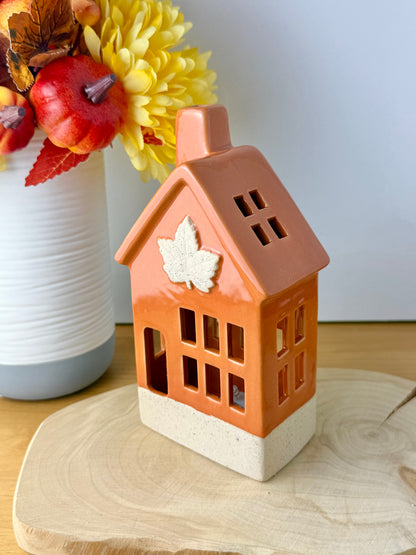 Light Up Orange Autumn ceramic houses - 2 designs