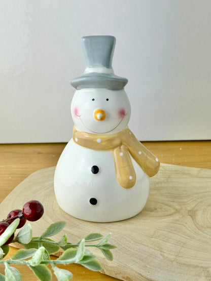 Snowman Wearing a Grey Top Hat