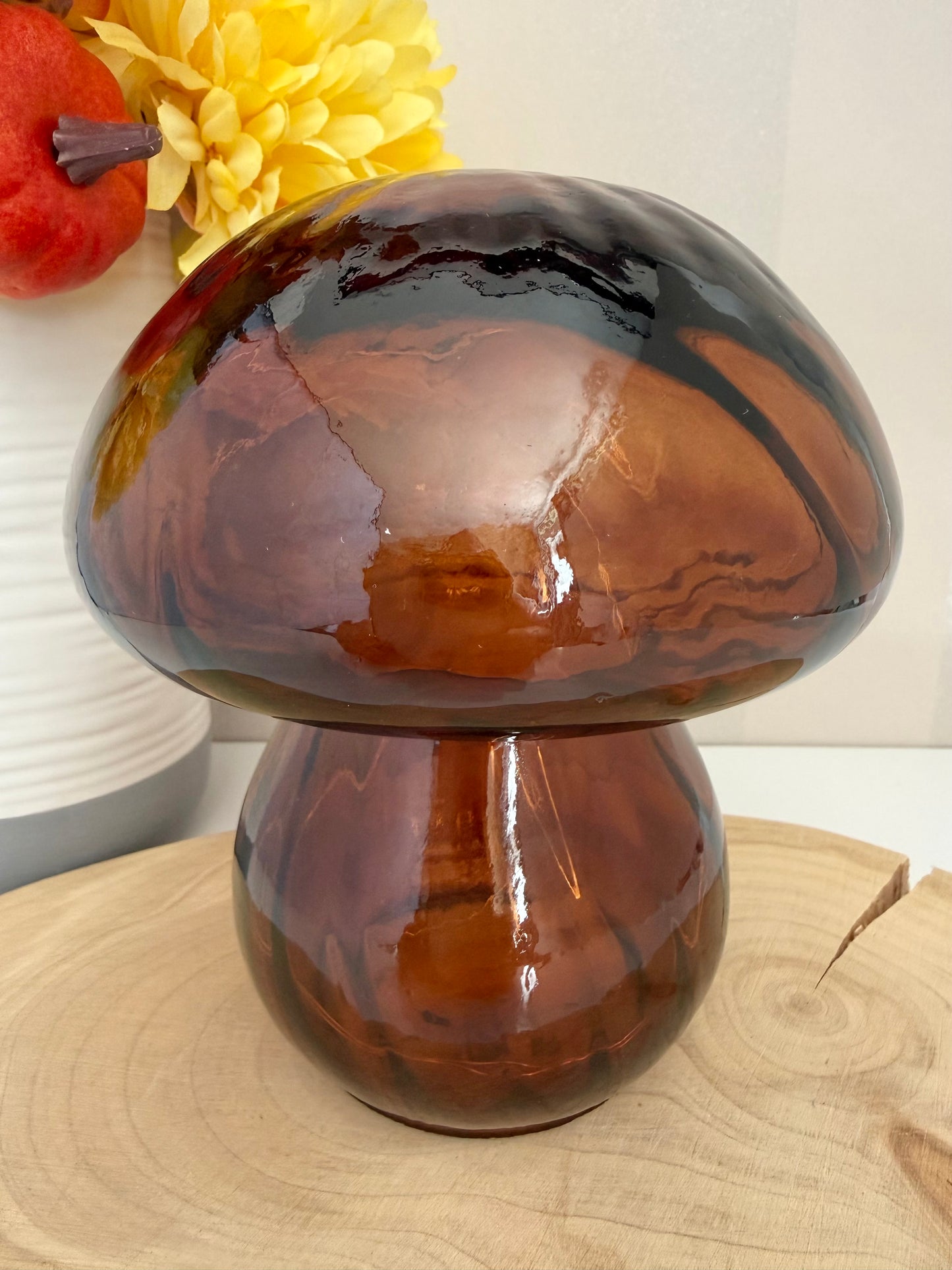 Glass Light up Mushroom - Brown
