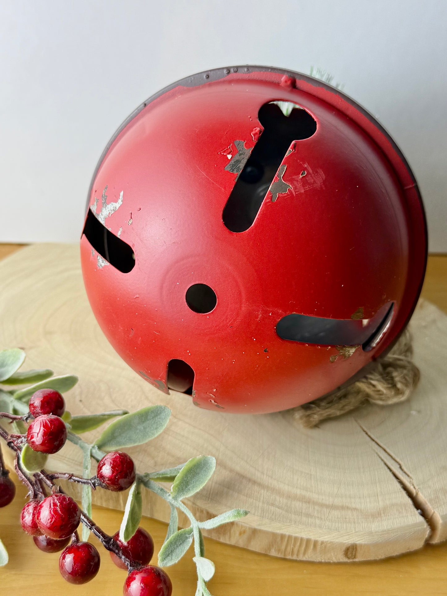 Rustic Metal Red Christmas Bell