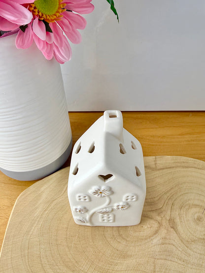 White LED Flower House with gold detail