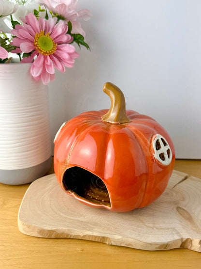 Village Pottery Orange ceramic Pumpkin House