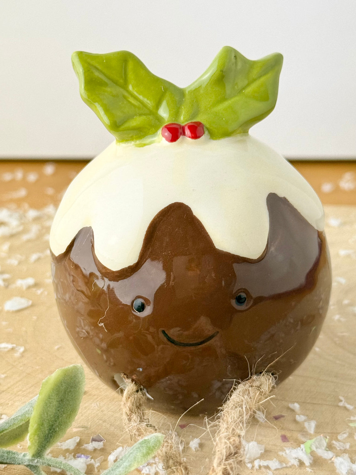 Christmas Pudding Shelf Sitter with dangley legs