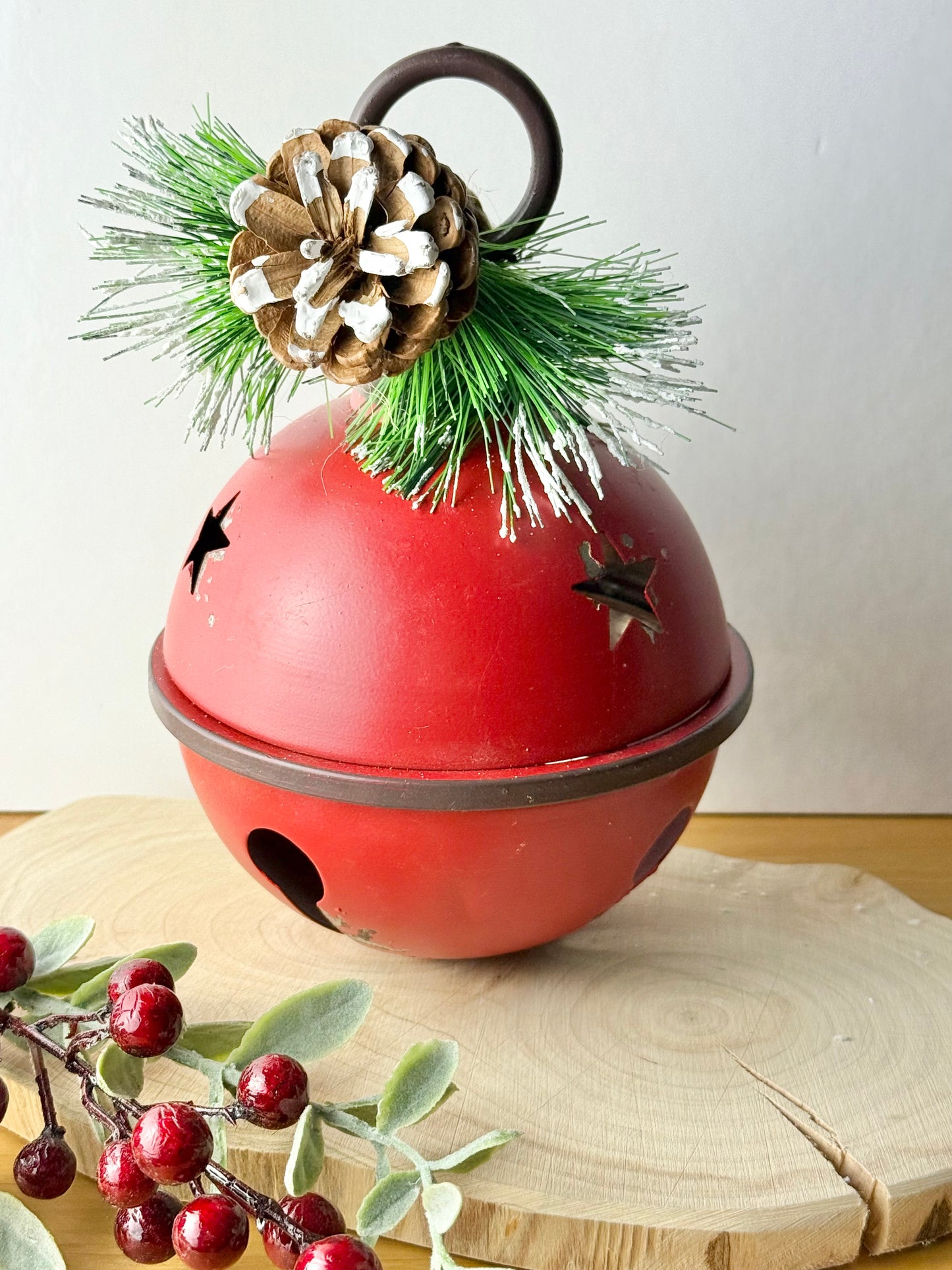 Rustic Metal Red Christmas Bell