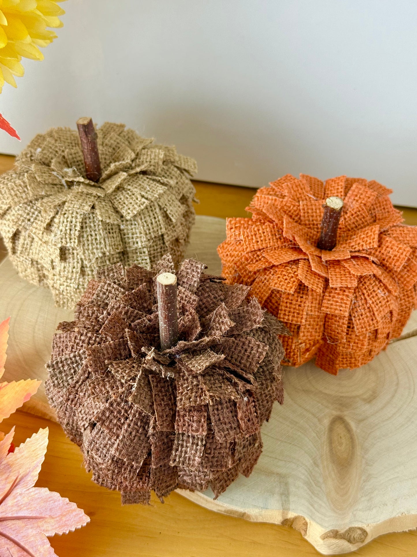 Set of 3 Hessian Fabric Pumpkins