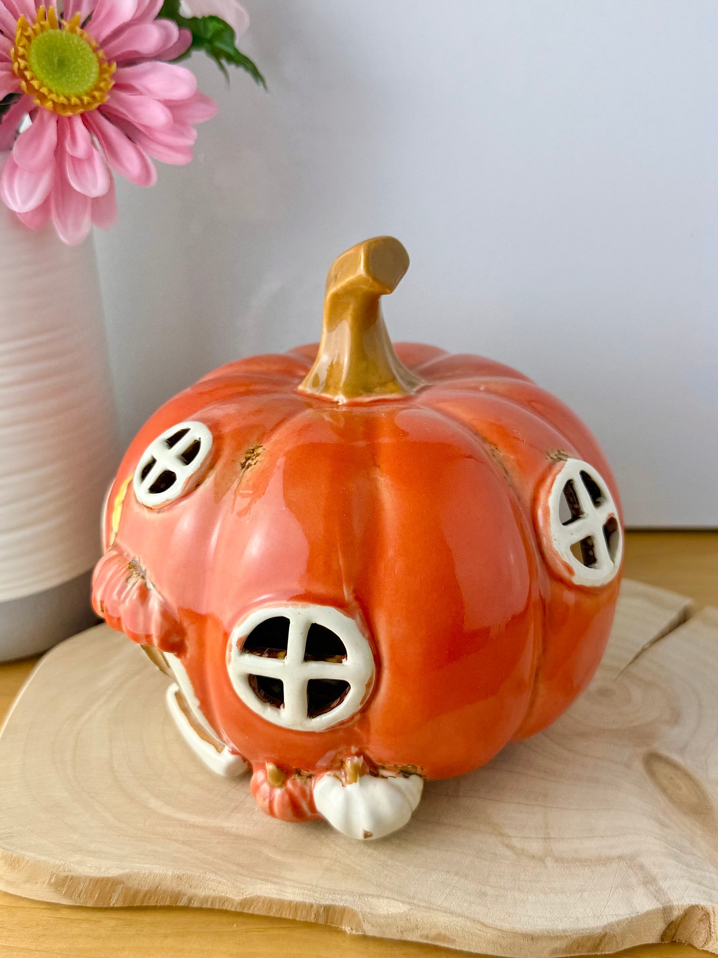 Village Pottery Orange ceramic Pumpkin House
