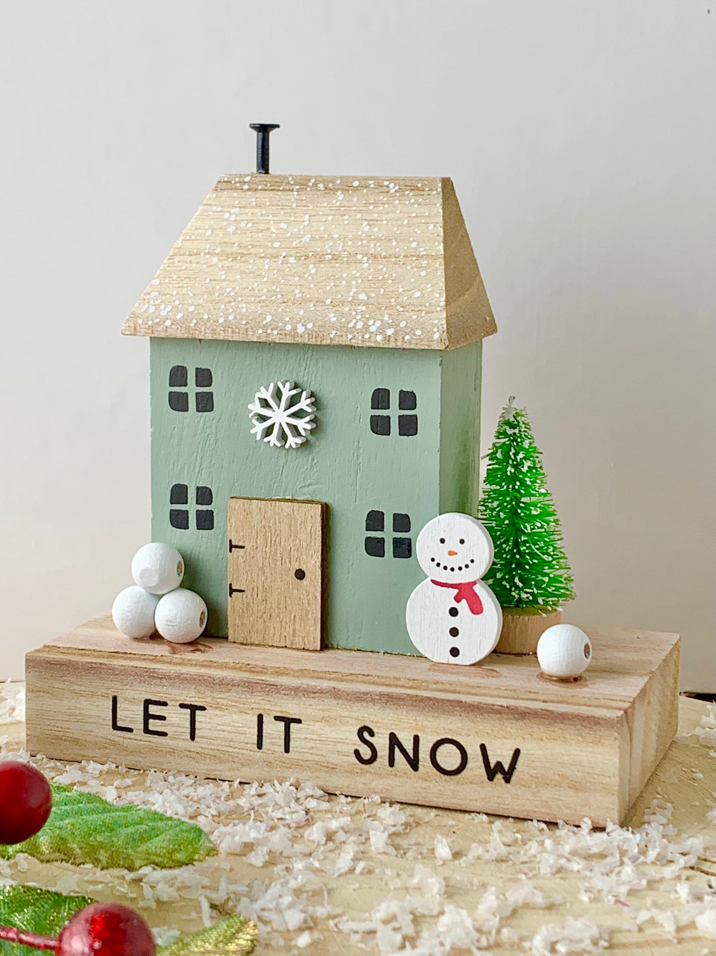 Let it Snow wooden house