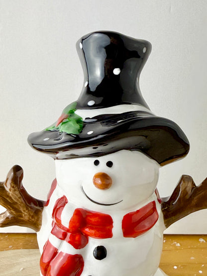 Jolly Ceramic Snowman with Black Polka dot hat - 3 sizes
