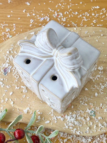 Light Up Ceramic Christmas Present with Bow - 2 Sizes