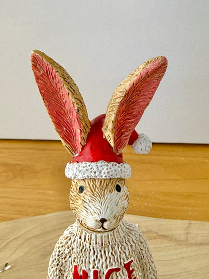 Jasper Rabbit wearing a NICE Christmas Jumper