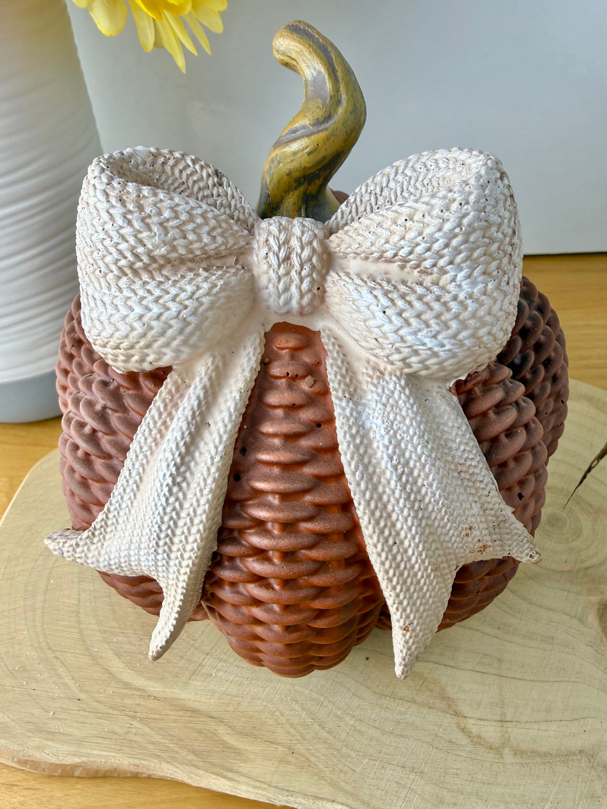 Rattan style Autumn Pumpkin with bow