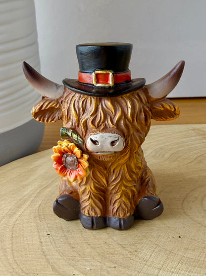 Highland Mini Cows - Pair of Autumn or Halloween Cows