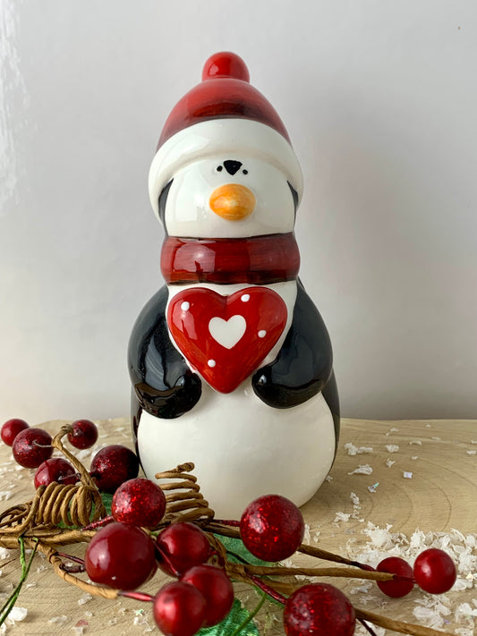 Christmas Penguin with Heart