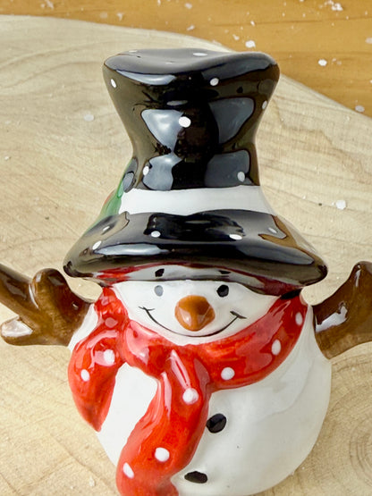 Jolly Ceramic Snowman with Black Polka dot hat - 3 sizes
