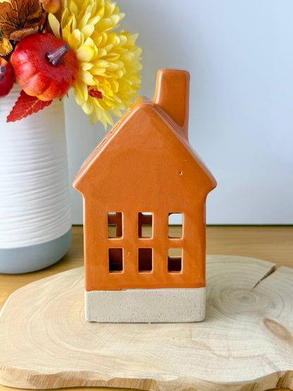 Light Up Orange Autumn ceramic houses - 2 designs
