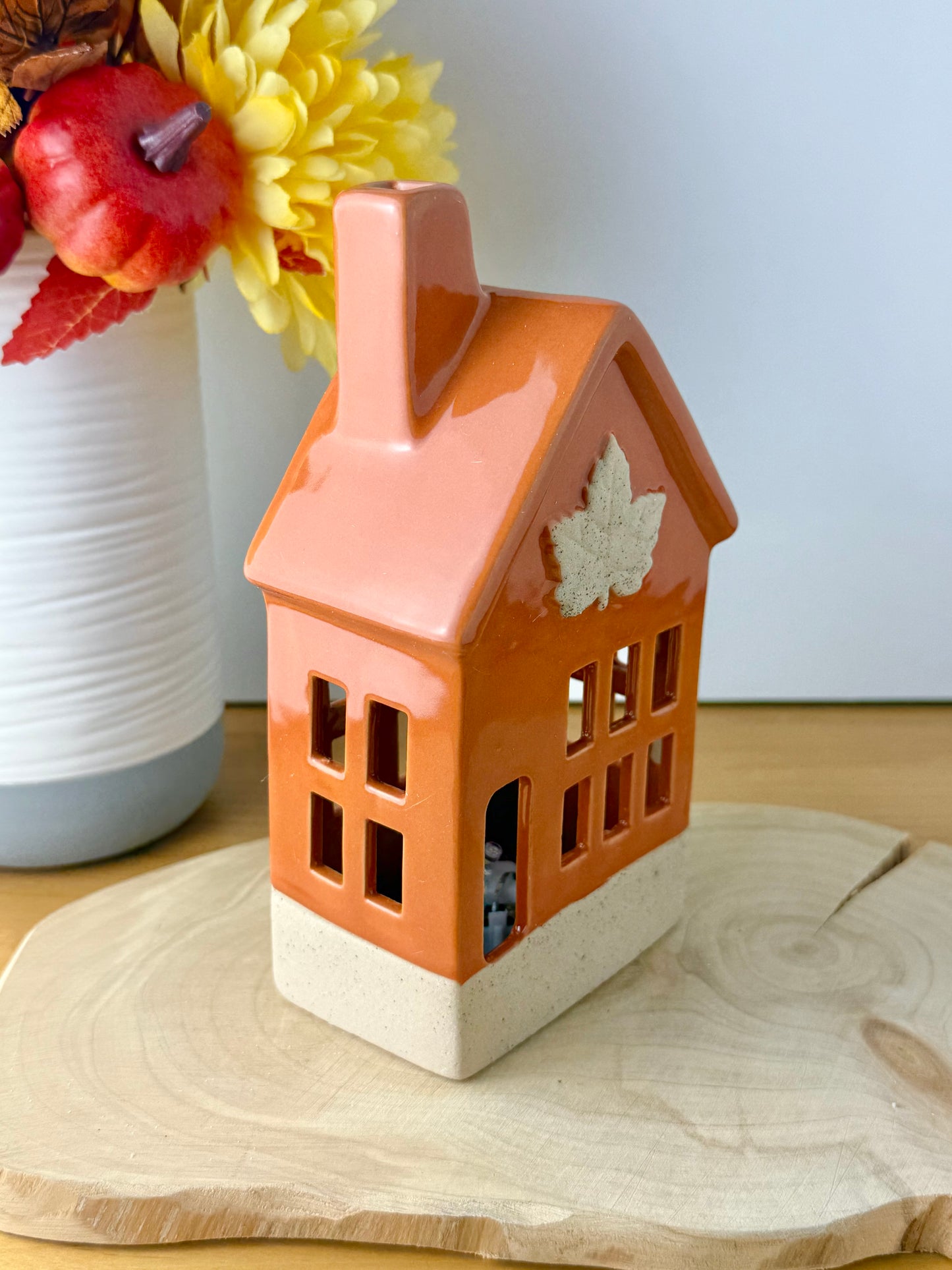 Light Up Orange Autumn ceramic houses - 2 designs